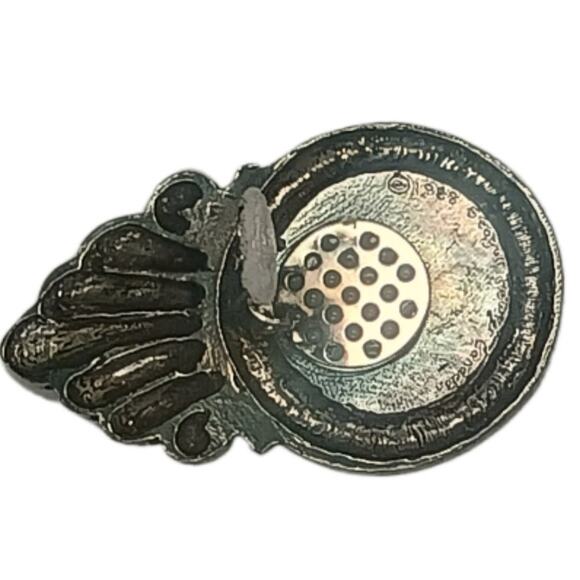 Vintage Seagull Pewter Purple Cabochon Style Clip-On Earrings Signed 1988 - Picture 5 of 6